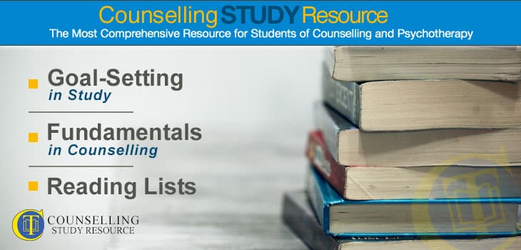 Counselling Tutor Podcast 084 – Goal-Setting in Study – Fundamentals in Counselling – Reading Lists. A stack of books