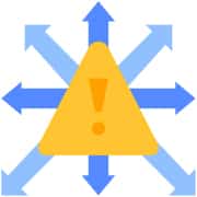 Managing Risk in Online Therapy - triangular alert icon with arrows pointing in various directions