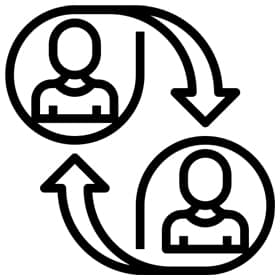 CBT Working Alliance - icon showing two persons and arrows pointing from each person to the other